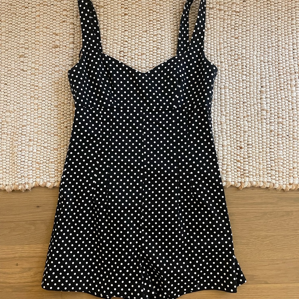 Zara Black Romper with White Polka Dots